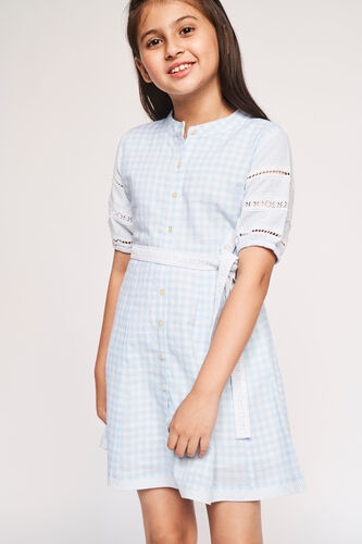 Blue Checks Flared Dress, , image 4